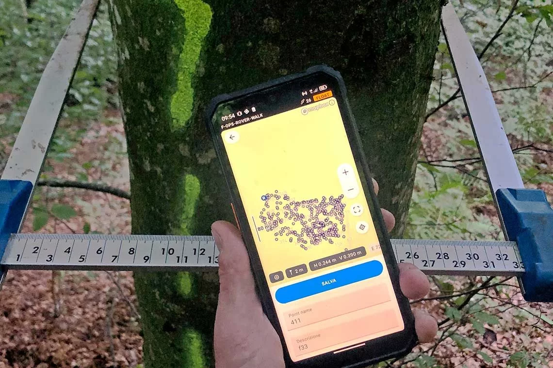 Rilievo di precisione della martellata con sistemi GNSS-RTK a supporto delle utilizzazioni in aree protette