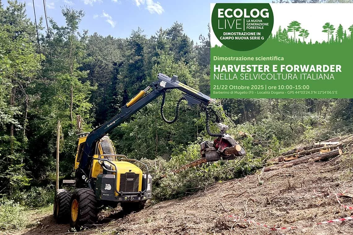 EcoLog Live: dimostrazione scientifica di harvester e forwarder nella selvicoltura italiana