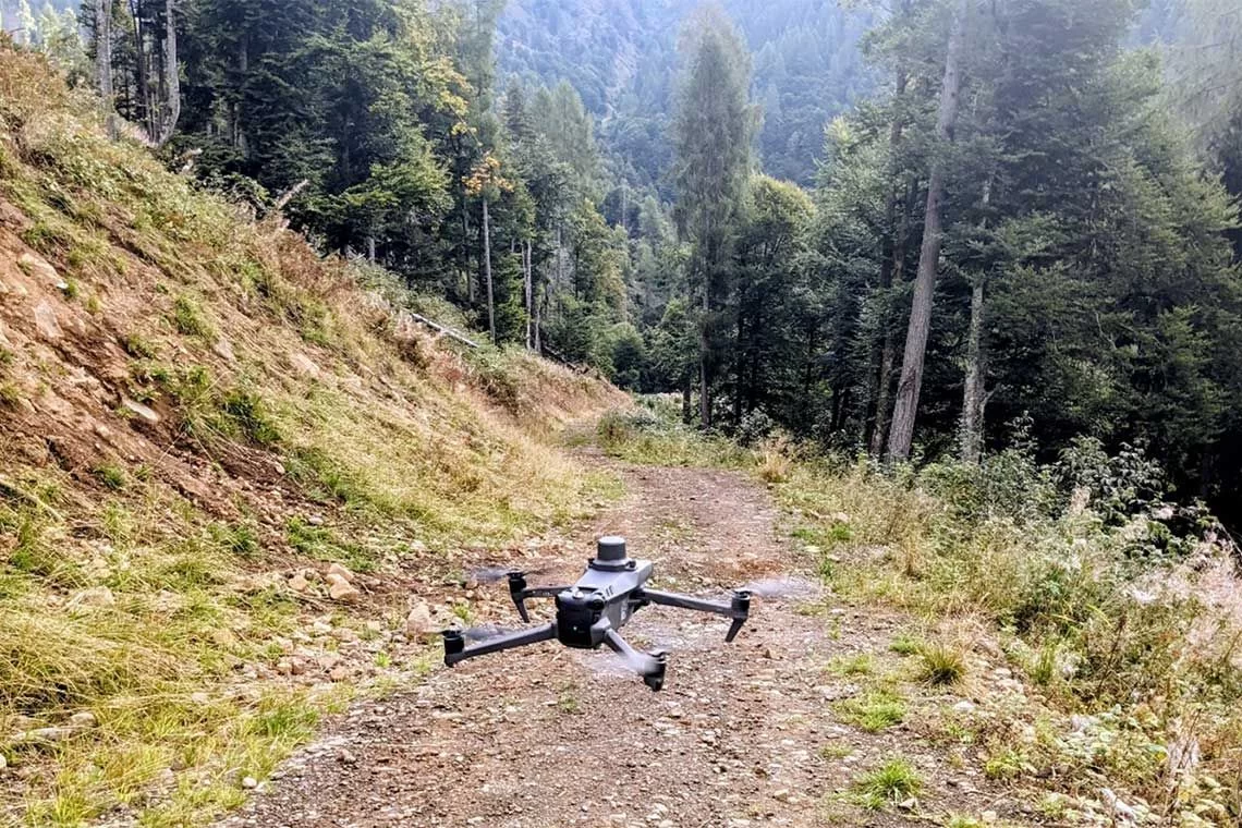 Ricognizione delle strade forestali tramite rilievo drone