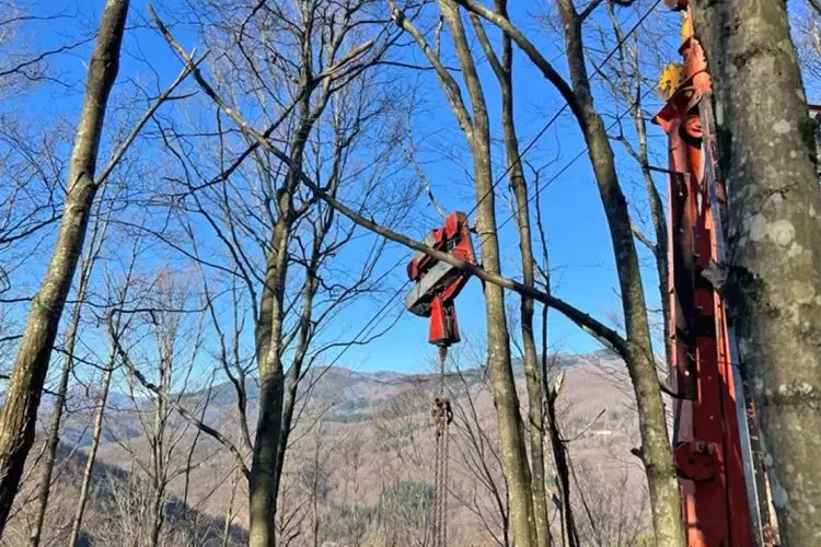 A Biella due giornate dimostrative di esbosco aereo con gru a cavo