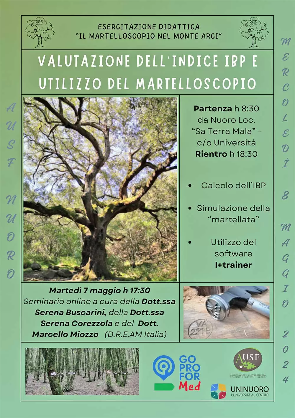 art.AUSF Nuoro Locandina Esercitazione Il martelloscopio Monte Arci